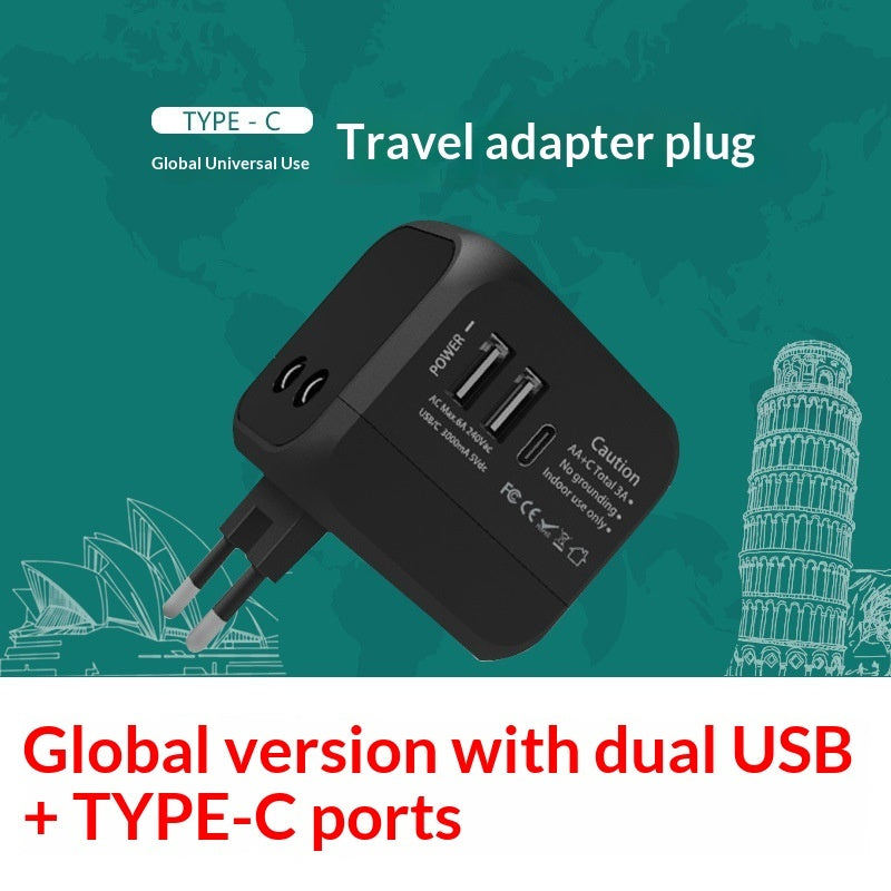 PD 20W universell reseadapterkontakt med USB-C och USB