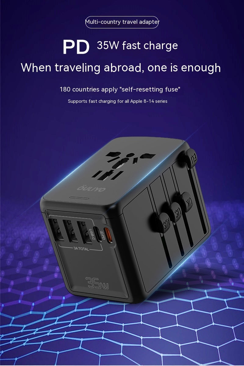 Internationell Universell Reseadapter - Dubbla USB Uttag för Snabbladdning